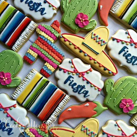 178 Likes, 20 Comments - Cookie Momster (@hilary_madison) on Instagram: “Fiesta! Fiesta!  Sombrero and plaque design from @sugarbylyndsie famous fiesta sets. Chubby…” Three Esta, Mexican Cookies, Mexican Birthday Parties, Fiesta Cake, Mexican Birthday, Fiesta Birthday Party, Plaque Design, Fiesta Theme Party, Mexican Party Theme