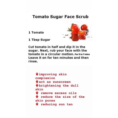 Tomato Scrub For Face, Tomato For Face, Clear Skin Face Mask, Tomato Face, Improve Skin Complexion, Sugar Scrub For Face, Bad Acne, Face Skincare, Skin Face Mask