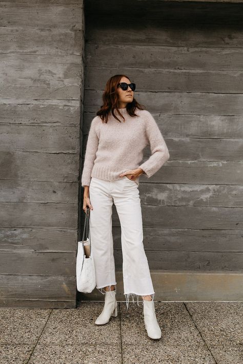 March Favorite: Soft Light Neutrals | Could I Have That? White Chelsea Boots Outfit, Womens Fall Boots, Western Boots Outfit, Pretty Winter Outfits, Cream Outfit, Casual Autumn Outfits Women, Engagement Photo Outfits Fall, How To Wear Ankle Boots, Boots Outfit Ankle