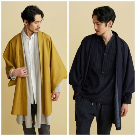 Japanese Haori Coats For The Modern Samurai – Japanese company Trove has redesigned the haori (a traditional short coat normally worn over a kimono) with new fabrics that are designed for warmth as well as comfort and ease of movement. Modern Samurai, Lounge Wear Outfit, Japanese Haori, Modern Kimono, Modern Mens Fashion, 일본 패션, Loungewear Outfits, Mode Boho, Japanese Street Fashion