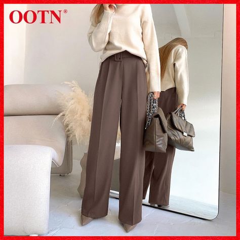 [Sponsored] Big Deals! Gorgeous Autumn Office Wide Leg Pants Women Sashes Elastic Waist Pants - Elegant Ladies Brown Trousers Plus Length Palazzo Cozy (D25)(Bp)(1U25) Hurry! For A Limited Time Offer. Starting At $64.98 By Deals Dejavu #Dealsdejavu #Suit #Powersuit #Women #Friday #Tgif #Suit #Red #Redsuit #Menswearinspired #Set #Matching #Powerpose #Pose #Beyourself #Personalstyle #Skiesthelimit #Bluesky #Inspiration #Fridaymotivation #widelegtrousersoutfitnightout Trousers Outfit Night Out, Wide Leg Trousers Outfit, Women's Sash, Wide Leg Pants Women, Trousers Women Wide Leg, Trouser Outfit, Brown Trousers, Elegant Ladies, Belted Pants