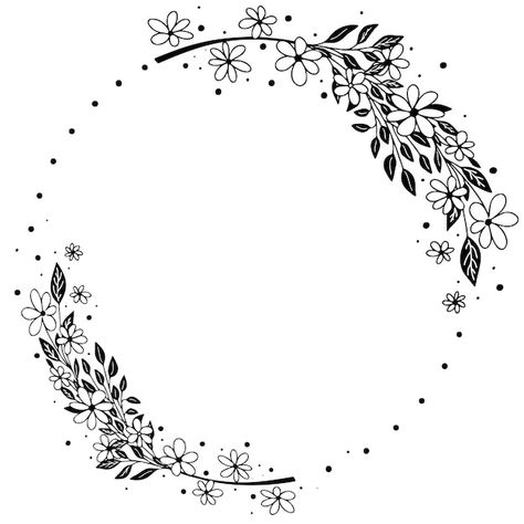 Round decorative floral border vector do... | Premium Vector #Freepik #vector #card-frame #flower #rustic-flower #elegant-floral Floral Borders Drawing, Boho Border Design, Embroidery Flower Border, Colour Border Design, Flower Border Drawing, Floral Circle Border, Doodle Leaf, Round Flower Design, Diy Embroidery Thread