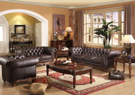 LS Chesterfield Leather Sofa, Leather Sofa Living, Leather Sofa And Loveseat, Leather Sofa Living Room, Leather Chesterfield Sofa, Air Bnb, Sofa Living Room, Brown Living Room, Sofa Living