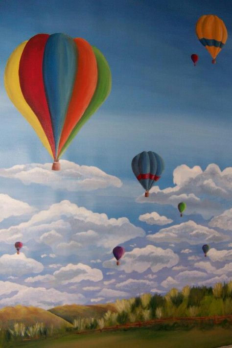 Hot Air balloon painting by Fresh Coat of Paint! Ballon Painting, Hot Air Balloon Painting, Air Balloon Painting, Hot Air Balloons Art, Paper Flower Wall Hanging, Wall Hanging Ideas, Balloon Painting, Flower Wall Hanging, Hanging Ideas