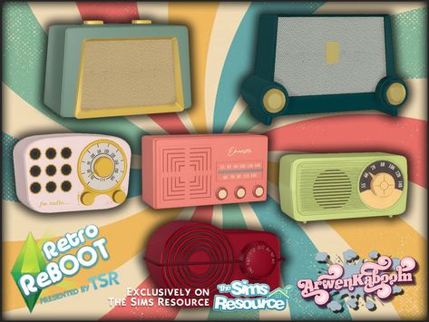 ArwenKaboom's Retro ReBOOT Radios II Sims 4 50s, Sims 4 50s Cc, Sims 4 Retro, 50s Clothes, 50s Hair, Sims Download, Sims 4 Decades Challenge, Furniture Cc, Cc Sims4