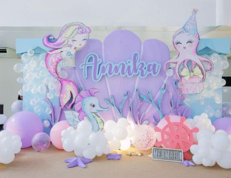 Under the Sea / Birthday "Annika's Under The Sea Themed Birthday Party" | Catch My Party Pink Fairies, Shark Themed Birthday Party, Mermaid Birthday Party Decorations, Jasmine Birthday, Mermaid Theme Birthday Party, Pony Birthday Party, Japanese Birthday, Winter Birthday Parties, Little Pony Birthday Party