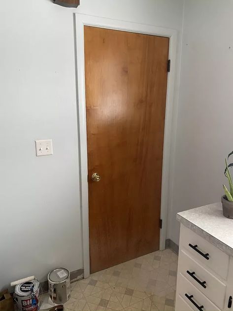 $15 DIY Door Update | Hometalk Upgrade Plain Interior Doors, Updating Plain Interior Doors, Upgrade Plain Doors, Old Wood Doors Interior, Brown Interior Doors Painted, Update Old Interior Doors, Painting Wood Doors White, Paint Old Doors, Plain Door Makeover