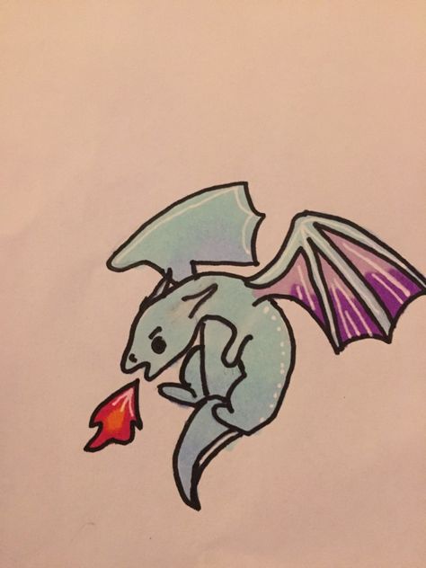 dragon I love dragons 🐉 Cute Easy Dragon Drawings, Easy Dragon Doodle, Cute Simple Dragon Drawings, Dragon Shadow Tattoo, Dragon Sitting Reference, Simple Dragon Painting, Purple Dragon Drawing, Dragon Drawing Cartoon, Dragon Drawings Easy