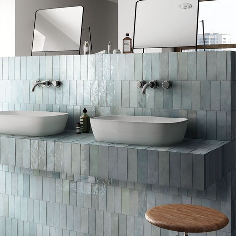 The Grand Designs Capsule Collection for National Tiles - getinmyhome Aqua Tiles, Kitchen Splashback Tiles, Subway Tiles Bathroom, Metro Tiles, Splashback Tiles, Kitchen Splashback, Zellige Tile, Subway Tiles, Bathroom Trends