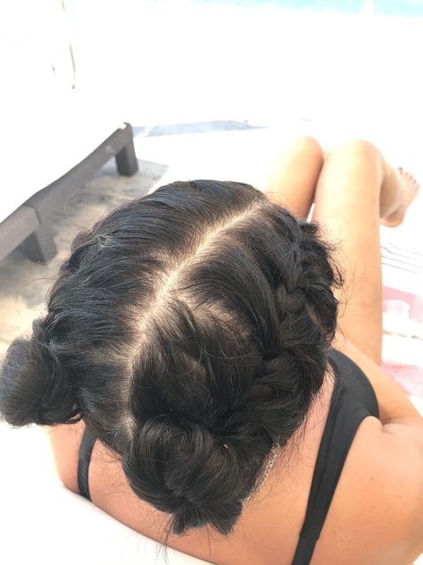 Sleek and Stylish High Bun Hair Ideas Space Buns With French Braids, French Braid To Space Buns, French Plait Space Buns, Space Buns For Work, French Braid Into Space Buns, Easy Space Buns For Long Hair, French Braid Space Buns, Space Buns Long Hair, Kotlc Outfits