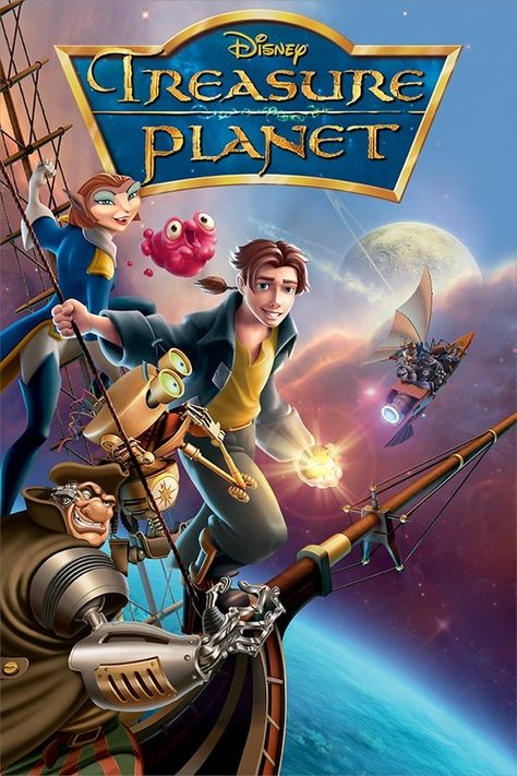 Treasure Planet is a 2002 American animated science fiction action-adventure film[2] produced by Walt Disney Feature Animation and distributed by Walt Disney Pictures. The 43rd Disney animated feature film, it is a science fiction adaptation of Robert Louis Stevenson's adventure novel Treasure Island (1883), and it is at least the third retelling of the story in an outer space setting, following The Treasure Planet (1982) and the miniseries Treasure Island in Outer Space (1987). Rls Legacy, Treasure Island Movie, Planet Movie, Billy Bones, Pirate Movies, Jim Hawkins, Disney Treasures, Hidden Treasure, Treasure Planet