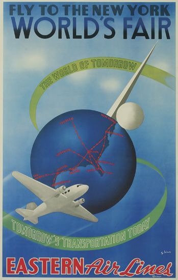 Full Details for Lot 167 Vintage Airline Posters, Eastern Airlines, Aviation Posters, Sandra Lee, American Fine Art, World Of Tomorrow, Worlds Fair, Postage Stamp Art, Vintage Airlines