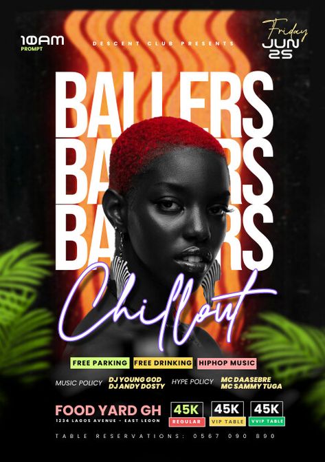 Ballers Party Night Party Poster Event Flyer Design Inspiration, Event Flyers Design, Neon Party Poster, Event Poster Inspiration, Event Poster Design Inspiration, Party Design Poster, Kindle Book Cover, Flyer Design Inspiration, Graphic Design Flyer