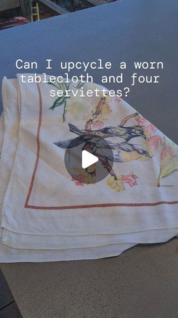 This was a worn and soft linen tablecloth, too small for a shirt on its own, but with four linen and lace serviettes, perfect for summer.... | Instagram Linens And Lace, Upcycled Clothing, Summer Instagram, Linen Tablecloth, Not Mine, Table Cloth, First Time, Sewing Patterns, The First