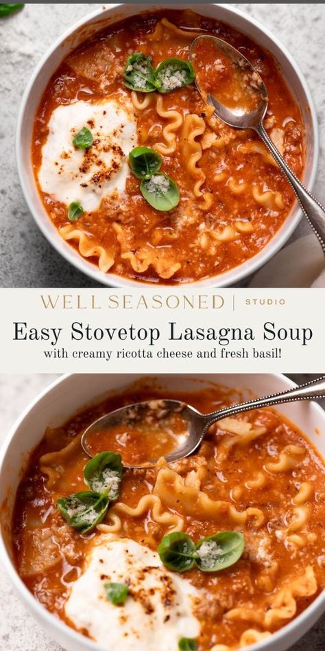 Easy Stovetop Lasagna Soup Cooking Classy Lasagna Soup, Lazy Day Lasagna Soup, Lasagna Soup Without Meat, Lasagna Soup Turkey, Lasagna Soup No Meat, Alfredo Lasagna Soup Recipe, Lasange Soup Recipe Homemade Lasagna, Lasagna Soup Recipe Healthy, Lasagna Soup Recipe Vegetarian