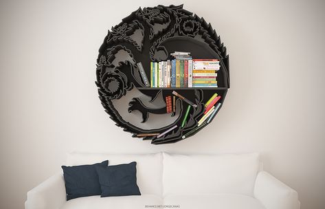 GAME OF THRONES SHELF on Behance Game Of Thrones Bedroom, Guy Bedroom Ideas, Guy Bedroom, Game Of Thrones Decor, Geek Home Decor, Themed Bedroom Ideas, Game Of Thrones Theme, Nerd Room, Bedroom Ideas Decor