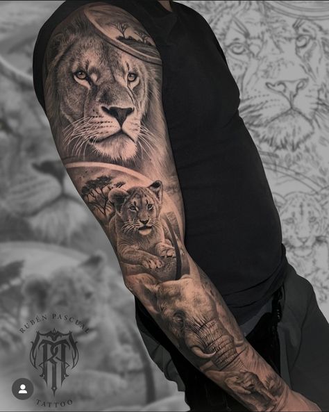 Mens Lion Tattoo Forearm, Animal Tattoo Sleeve, Lion Sleeve Tattoo, Bean Tattoo, Lion Sleeve, Daniel Tattoo, Fashion Infographic, Lion Tattoo Sleeves, Mens Lion Tattoo