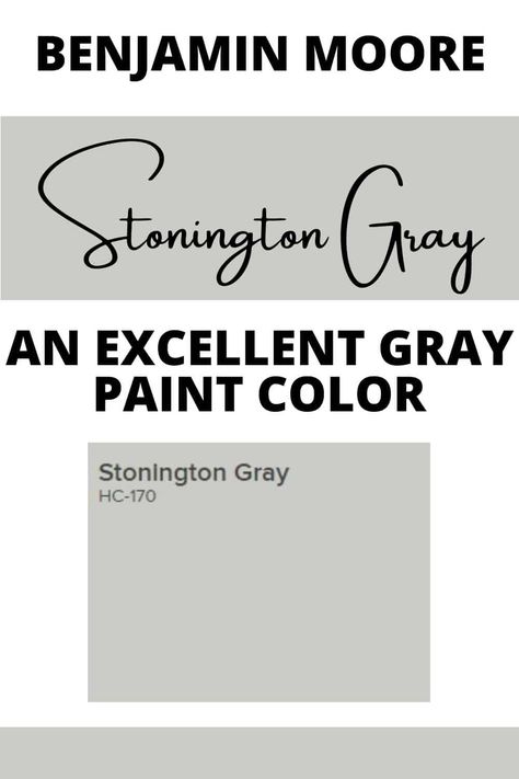 Stonington Gray HC-170 by Benjamin Moore is a soft and refined gray paint color that will bring elegance to any space. Find out why this is such a popular gray paint color. Best Medium Gray Paint Color, True Gray Paint Color No Undertones, Stonington Gray Living Room, Stonington Gray Benjamin Moore Exterior, Benjamin Moore Grey Paint Colors, Stonington Grey Benjamin Moore, Stonington Gray Benjamin Moore, Best Benjamin Moore Gray, Benjamin Moore Gray Paint Colors