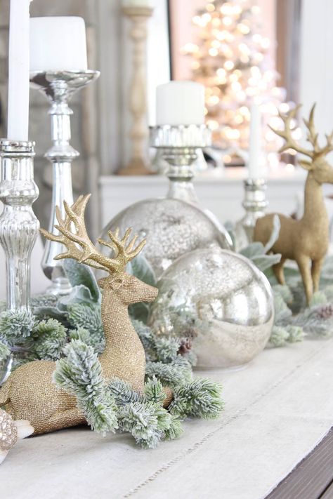 Christmas Tour with Kirklands - Rooms For Rent blog Choux Christmas, Kirklands Christmas, Reindeer Decor, Chirstmas Decor, Silver Christmas Decorations, Glam Christmas, Christmas Table Centerpieces, Christmas Tours, Christmas Decor Inspiration