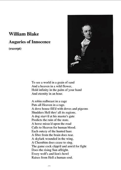 Auguries of Innocence - William Blake my next tattoo! Auguries Of Innocence By William Blake, William Blake Art, Auguries Of Innocence, Ken Kesey, William Blake, Grain Of Sand, Poems Beautiful, World Literature, Thoughts And Feelings