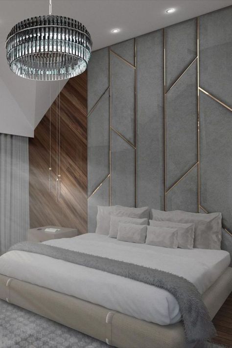 Modern bedroom by Tavan Group Grey Luxury Bedroom, Emporio Architect, Bed Headboard Design, Modern Style Bedroom, Luxe Bedroom, Modern Contemporary Homes, Bedroom Wall Designs, Bed Design Modern, Bedroom Decor Design