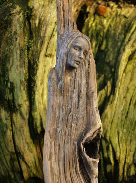 Wood Carving Art Sculpture, Wood Sculpture Art, Wood Carving Faces, Tree Faces, Wood Spirit, Dremel Wood Carving, Driftwood Sculpture, Tree Carving, Wood Carving Designs