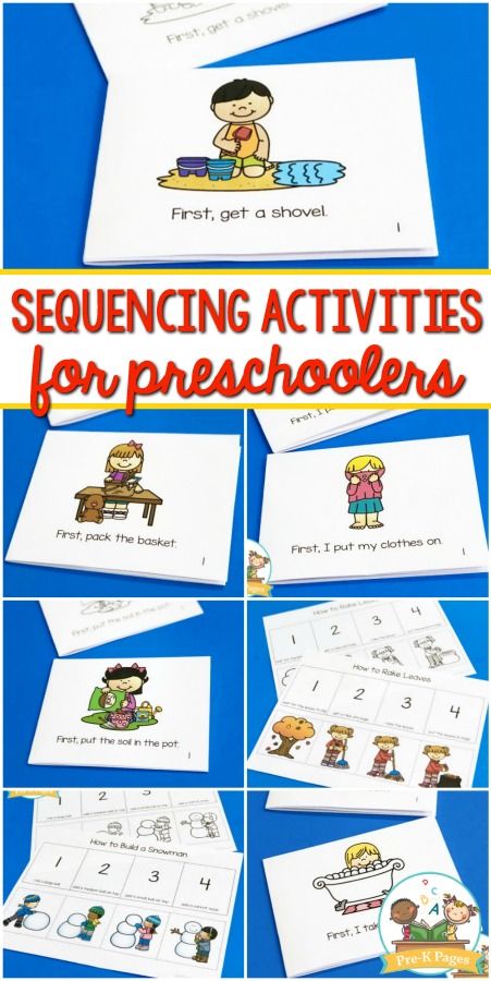 Sequencing Activities for Preschoolers. Printable cards, foldable booklets, and worksheets to help teach the concept of sequencing to your preschool or kindergarten students! #preschool #prek #prekpages Sequencing Cards Preschool, Kindergarten Sequencing, Sequencing Activities Preschool, Sequencing Activities Kindergarten, Intentional Teaching, Pre K Pages, Flannel Friday, Sequencing Cards, Activities For Preschoolers