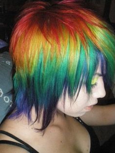 Rainbow dash looks on Pinterest | Rainbow Dash, Rainbow Hair and ... Rainbow Hair Color, Dyed Hair Inspiration, Pretty Hair Color, Funky Hairstyles, Alternative Hair, Haircut And Color, Crazy Hair Days, Hair Colours, Scene Hair