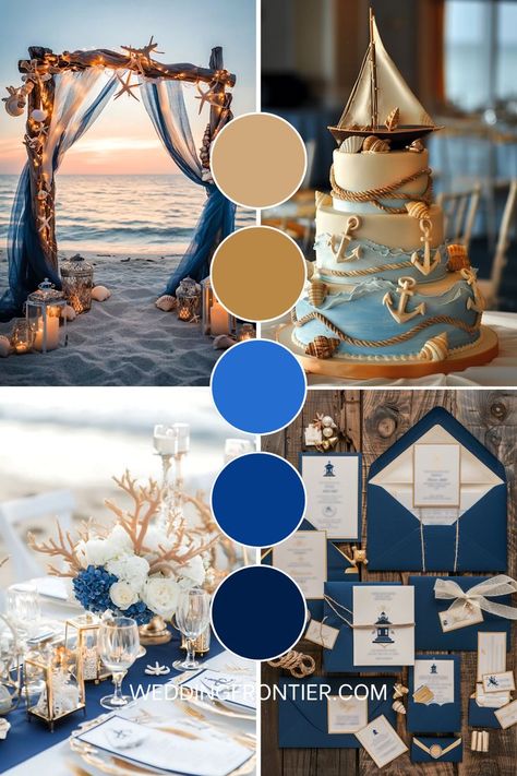 Nautical wedding theme ideas for a seaside, maritime-inspired event. Wedding Theme Ideas, Nautical Wedding Theme, Wedding Color Inspiration, Wedding Palette, Tying The Knot, Nautical Wedding, Wedding Cake Designs, Theme Ideas, Seafood Dishes