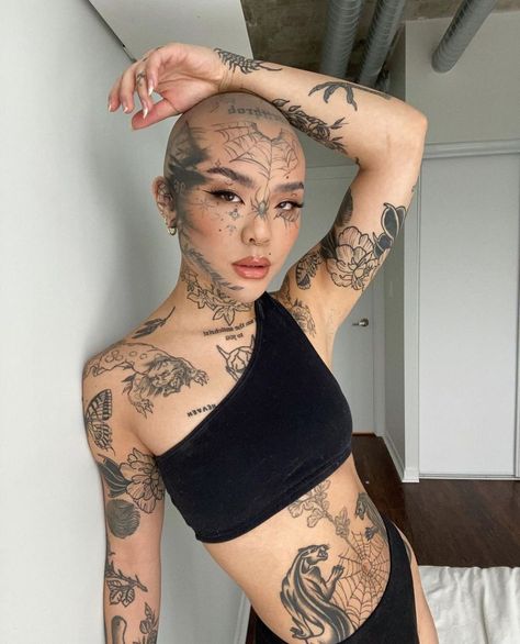 TTMMT on Instagram: “MODEL 🔗 @meicrosoft #ttmmt” Meicrosoft Instagram, Unique Tattoos Black Women, Pretty Makeup Looks, Cute Small Tattoos, Face Tattoos, Boy Tattoos, Head Tattoos, Hot Tattoos, Face Tattoo