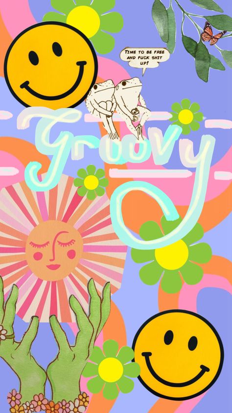 Groovy Cowboy Aesthetic, Groovy Cowgirl, Groovy Wallpaper Aesthetic Pink, Groovy Collage Wallpaper, Colorful Groovy Background, Groovy Self Love, Vintage Moodboard, Waffle Bar, Independent Study