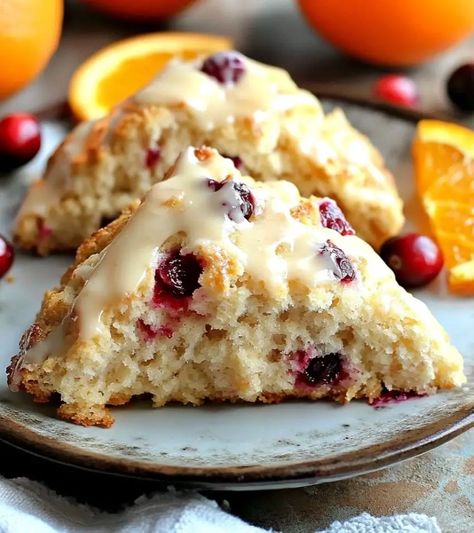 Cranberry Orange Sour Cream Scones | Homemade Recipes Scones With Buttermilk, Scones Video, Cinnamon Hard Candy, Holiday Fruit Cake, Sour Cream Scones, Orange Scones Recipe, Chocolate Rice Krispies, Pecan Pie Cookies, Cranberry Orange Scones