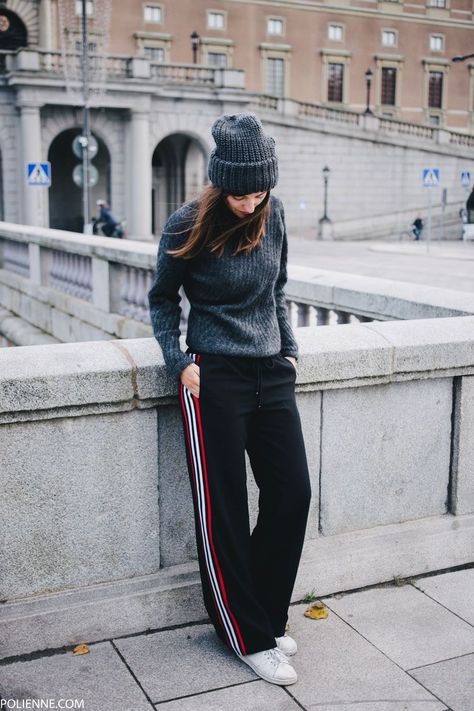 Striped Trousers Outfit, Trousers Outfit Winter, Travel To Sweden, Adidas Pants Outfit, Outfit Nero, Track Pants Outfit, Side Stripe Trousers, My Bank Account, Trousers Outfit