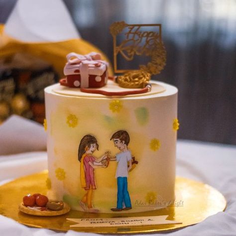 Rakhi Theme Cake, Raksha Bandhan Cake Ideas, Rakhi Cake Designs, Rakshabandhan Cake, Rakhi Cake, Cake For Brother, Sister Birthday Cake, Rakhi Festival, Decorating Frosting