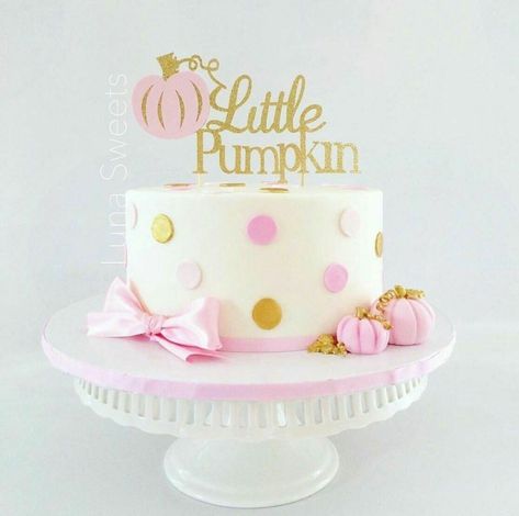 Fall Cake Toppers, Pumpkin Cake Topper, Pumpkin Theme Baby Shower, Lil Pumpkin Baby Shower, Pink Pumpkin Baby Shower, Pumpkin Birthday Parties, Pumpkin 1st Birthdays, Fall Cake, Pumpkin First Birthday