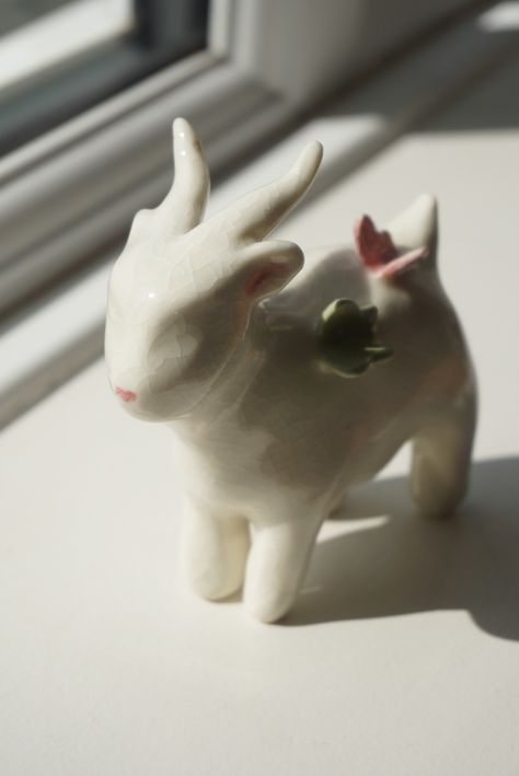 Handmade porcelain goat with butterflies Goat Decorations, Mini Sculptures Clay, Weird Trinkets, Goat Clay, Ceramic Goat, Goat Sculpture, Mini Ceramics, Clay Jewellery Holder, Jewelry Coquette