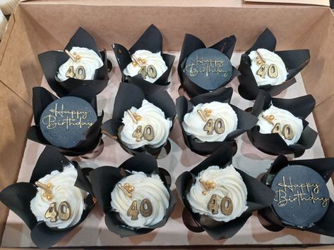 Cupcakes For 40th Birthday Men, 40th Bday Cupcakes, 80th Birthday Cupcakes For Men, 40th Cupcakes Men, 40th Birthday Cupcake Ideas, 40th Birthday Cupcakes For Men, 40 Af, 40th Birthday Cupcakes, Anniversary Cupcakes