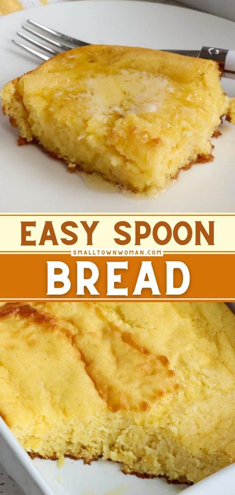 Easy Spoon Bread, spoon bread cornbread, what is spoon bread Spoonbread Cornbread, Southern Spoon Bread, Cornbread Souffle, Spoon Cornbread, Spoon Bread Recipe, Corn Spoon Bread, Cornbread Pudding, Old Fashioned Bread Pudding, Moist Cornbread