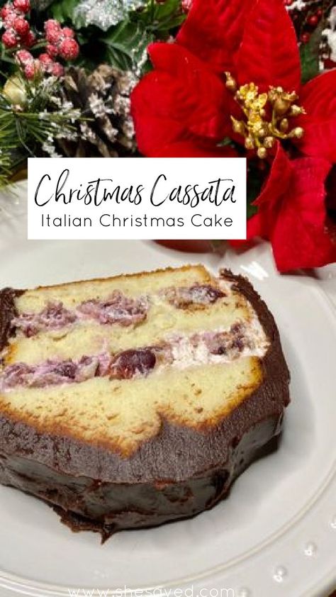 Christmas Cassata Cake Recipe: Italian Holiday Tradition {easy version!) Easy Holiday Cake Recipes, Cassata Cake Recipe, Easy Holiday Cakes, Cassata Cake, Italian Christmas Desserts, Italian Christmas Cake, Christmas Desserts Cakes, Holiday Cake Recipes, Dessert Christmas