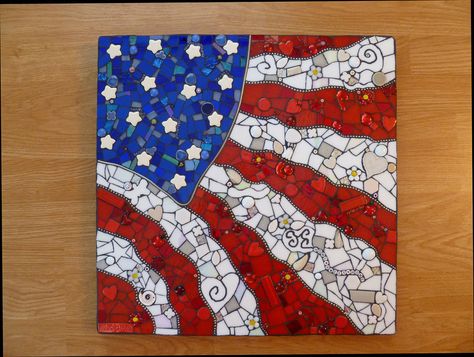 Mosaic Art Supplies, Mosaic Stepping Stone, Tile Mosaics, Mosaic Table Top, Mosaic Kit, Glass Window Art, Patriotic Crafts, Blue Mosaic, Tile Projects