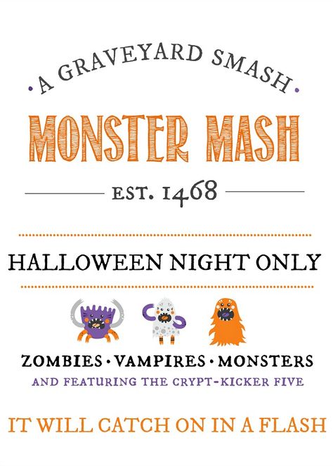 Fun Monster Mash free Halloween printable. Get this and 20 other free Halloween printables here... #halloweenprintables #halloweendecor #freeprintables #halloweenpartyideas #halloweenideas #halloweendecorating Free Halloween Printables, Fun Halloween Activities, Halloween Mantle, Halloween Printables Free, Fun Halloween Decor, Halloween Dinner, Halloween Printable, Monster Mash, Halloween Backgrounds