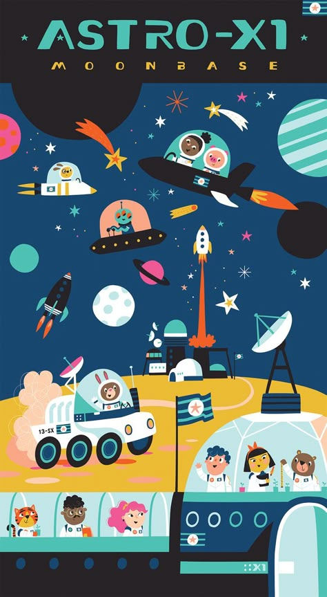 Space illustration Rockets Space station Space Station Illustration, Exploration Illustration, Jump Art, Drawing Topics, Astronaut Illustration, Forums Design, Space Illustration, Illustration Kids, Space Poster