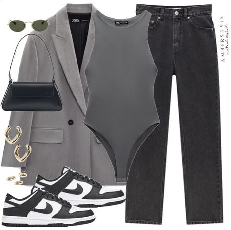 Outfit Ideas Fashion, Look Adidas, Looks Party, Outfit Jeans, Grey Outfit, Looks Street Style, November 17, Blazer Outfits, Autumn Outfit