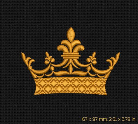 Embroidery Crown, Crown Embroidery, Satin Embroidery, Learning To Embroider, Lazy Daisy Stitch, Crown Vintage, Learn Embroidery, Crown Design, Sewing Embroidery Designs