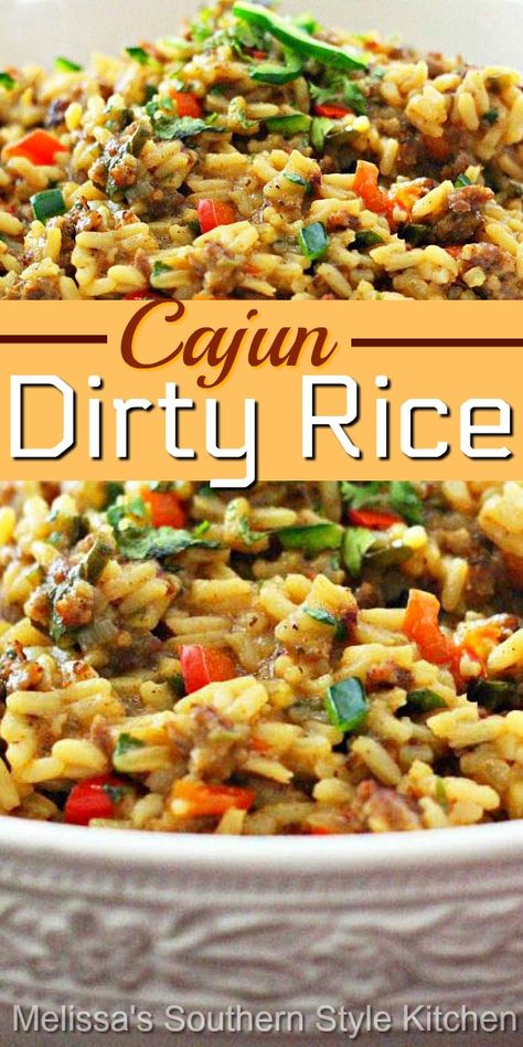 Dirtyrice Cajun, Cajun Dirty Rice Recipe, Cajun Dirty Rice, Cajun Rice, Dirty Rice Recipe, Creole Food, Rice Side Dish Recipes, Asian Meals, Cajun Dishes