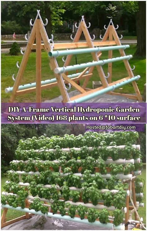 DIY A-Frame Vertical Hydroponic System Garden  #Gardening Diy Garden Landscaping, Potato Planters, Vertical Vegetable Gardens, Hydroponic Garden, Hydroponic Farming, Hydroponics Diy, Vertical Herb Garden, Hydroponic Growing, Vertical Garden Diy