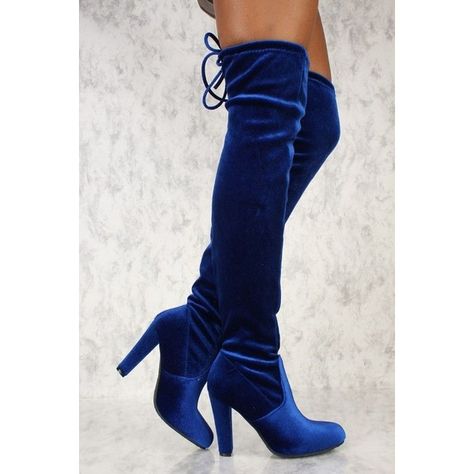 Royal Blue Round Toe Chunky Ami Clubwear Thigh High Boots Faux Velvet ❤ liked on Polyvore featuring shoes, boots, over-the-knee boots, sexy thigh boots, faux-fur boots, velvet over the knee boots and chunky-heel boots Blue Thigh High Boots, Colourful Shoes, Over The Knee Boot Outfit, Knee Boots Outfit, High Boots Outfit, High Quality Boots, Shoe Shopping, Bubble Lights, Blue Boots