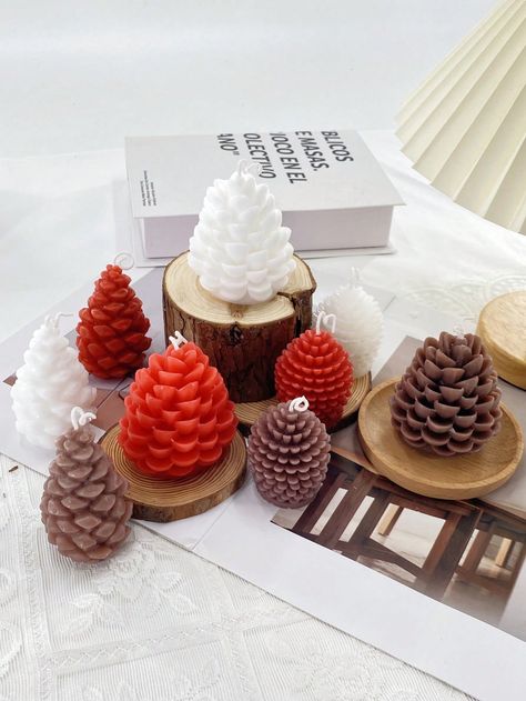 1pc Christmas Pine Cone Scented Candle, Creative Home Decor Item, Multiple Colors & 3 Designs Available Multicolor    Wax     Home Decor, size features are:Bust: ,Length: ,Sleeve Length: Candle Creative, Holiday Bathroom, Pine Cone Candles, Christmas Pine Cones, Star String Lights, Outdoor Fairy Lights, Bathroom Decor Sets, Color Caramelo, Creative Home Decor