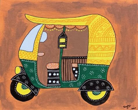 Auto Rickshaw Painting in 2022 | Diy canvas art painting, Mandala design art, Mini canvas art Rickshaw Painting, Art Diy Canvas, Painting Mini Canvas, Acrylic Ink Painting, Auto Rickshaw, Rajasthani Art, Painting Mandala, Abstract Art Deco, Rural Village