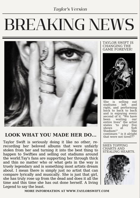 Wrote the article myself! Not sure if it sounds good or makes any sense but hope you like it! Tag me if u use it anywhere so i can see! 🖤Insta: @andreakatelyne Reputation Newspaper, Taylor Swift Newspaper, Taylor Swift Graphic, Taylor Swift Reputation, Stolen Heart, Sounds Good, Newspaper, Taylor Swift, Swift